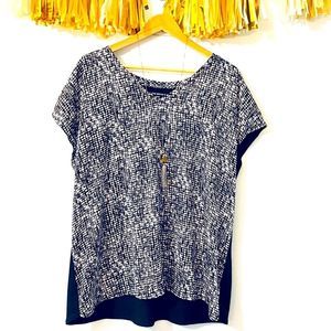 Lane Bryant Mixed Media Black and White Top